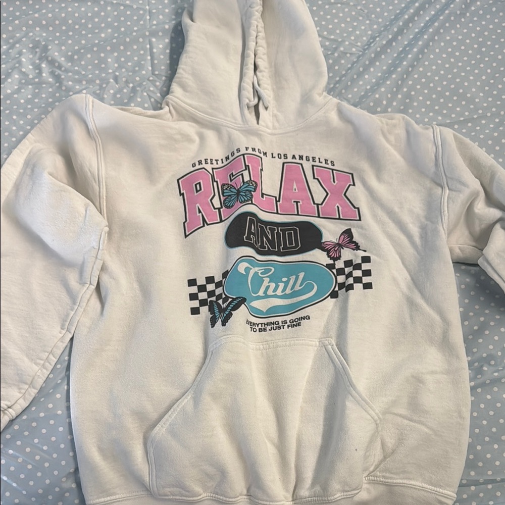 White Relax and Chill Hoodie